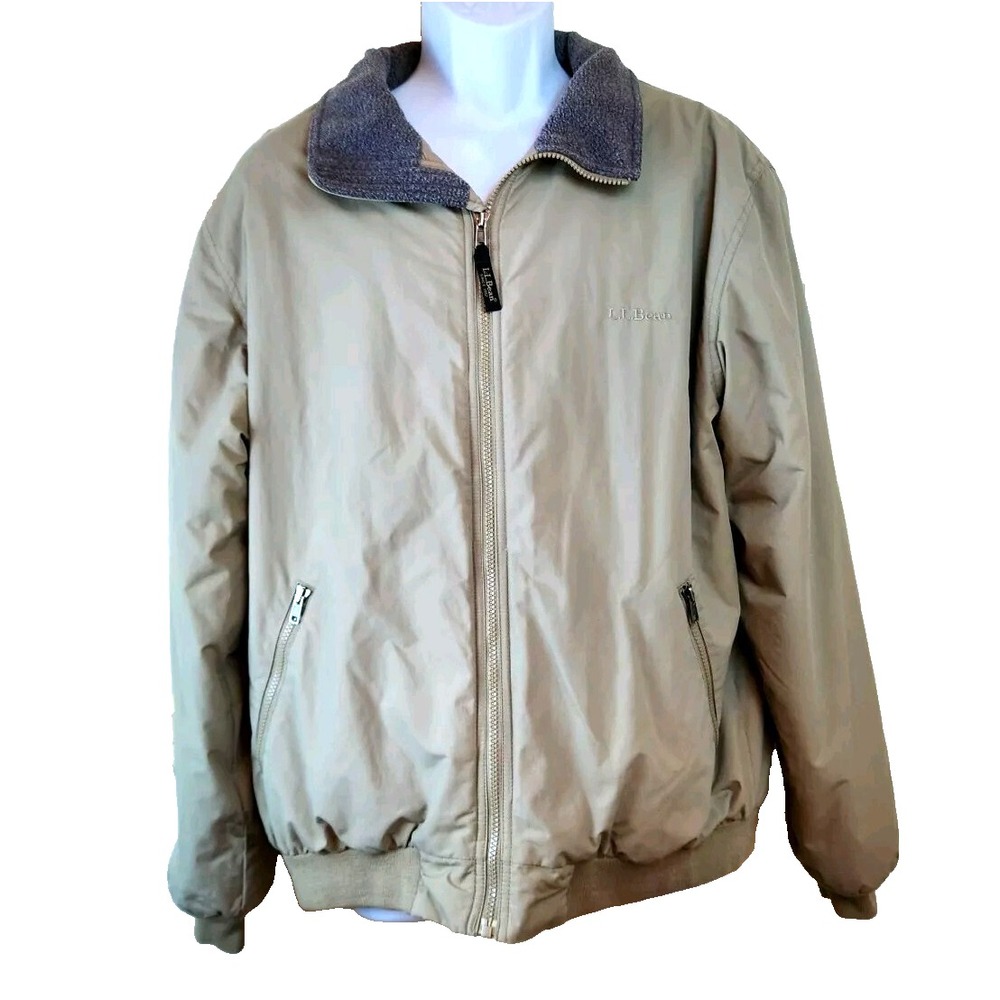 US Polo Association Mens Medium Bomber Jacket Beige Fleece Lined Full Zip Coat